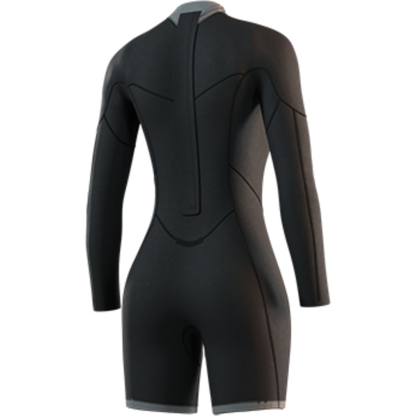 2026 Mystic Womens Brand 3/2mm Long Arm Back Zip Shorty Wetsuit 35000.250063 - Black